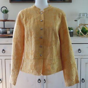 Christopher & Banks Business Casual Yellow Floral Button Up Jacket Size XL